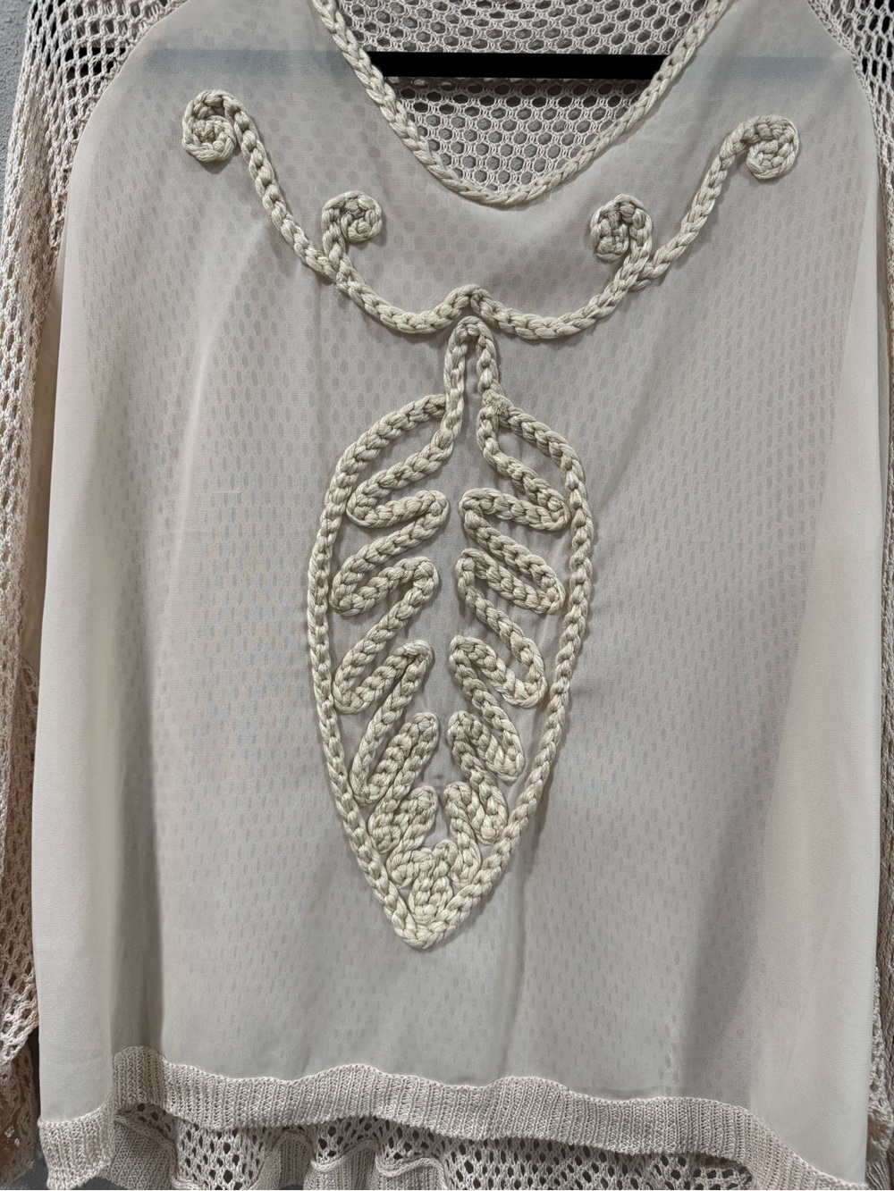 Simply Couture Open-Knit Cream Sweater Top - Picture 5 of 7